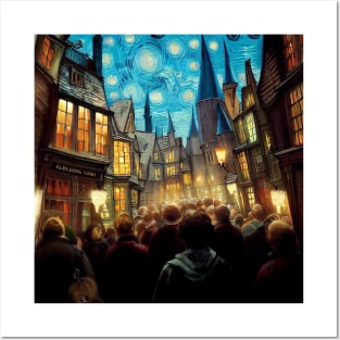Starry Night in Diagon Alley Posters and Art